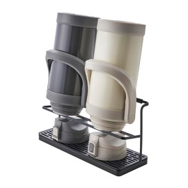 Yamazaki Home Tower Countertop Two Tier Bottle Drying Rack, Wide Jug Storage Stand with Drainage Tray for Kitchen Counter for Glass Metal Or Plastic Bottles - Steel