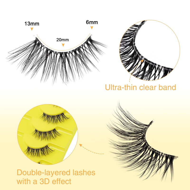 LZM QX08 Half Eyelashes, 10 Pairs of Artificial Eyelashes, Cateye