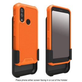 Wireless ProTech Case Compatible with CAT S62. Rotating Belt Clip Holster and Durable Flexible Protective Case Combo (Orange)