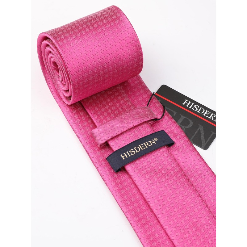 HISDERN Men's Wedding Ties and Pocket Square Solid Tie Cufflinks