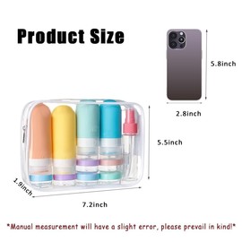 FLOVAZO Kit de Viaje de Aseo Personal, Set de 20 Piezas, Botellas Aprobadas por Aeropuerto para Loción, Champú, Acondicionador y Gel de Ducha, a Prueba de Fugas, Colores Variados