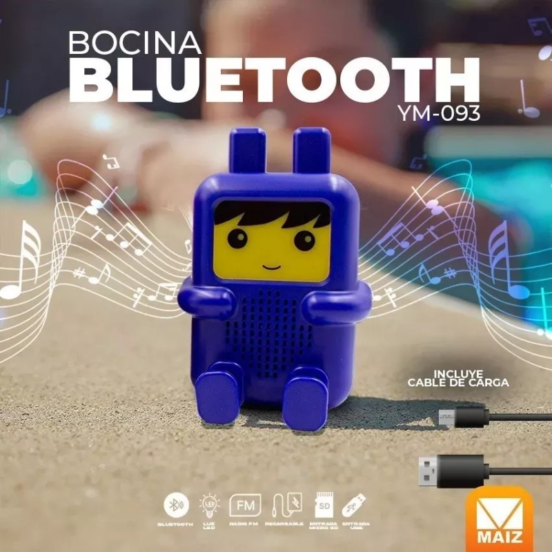 Maíz 3pzs Bocina Bluetooth Fm Recargable Luz Led Infantil Niños