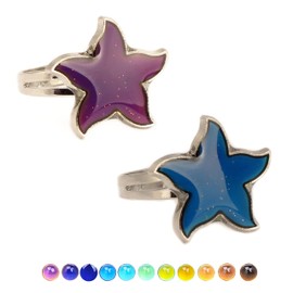 Carykon 2 Piece Starfish Mood Ring Retro Style Adjustable Ring Suitable For Couples and Friends Size Suitable For Everyone