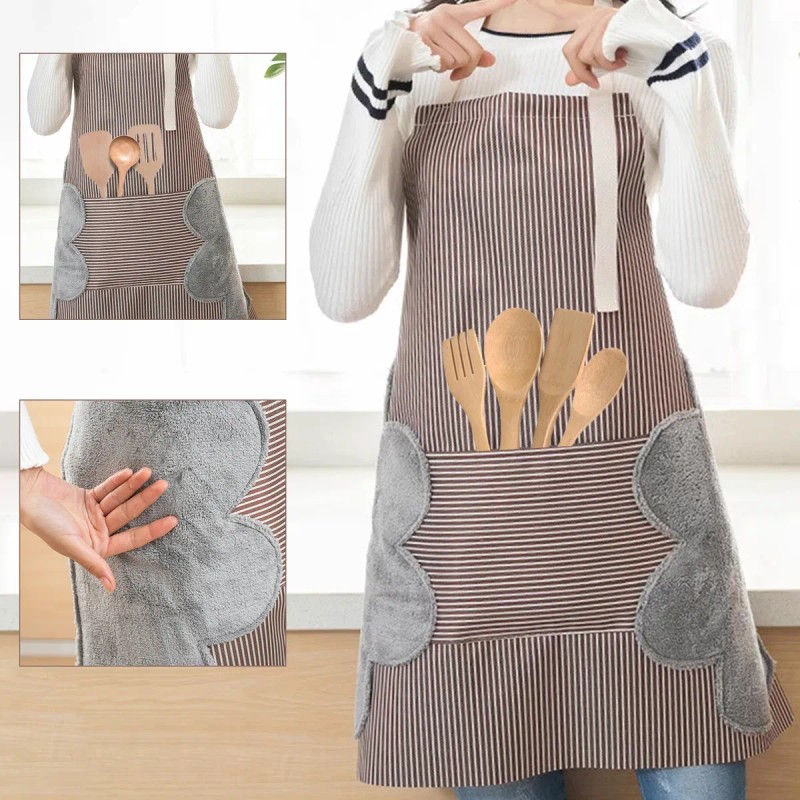 2 Pzs Mandil Delantal Impermeable Ajustable Para Chef Mesero Negro/café