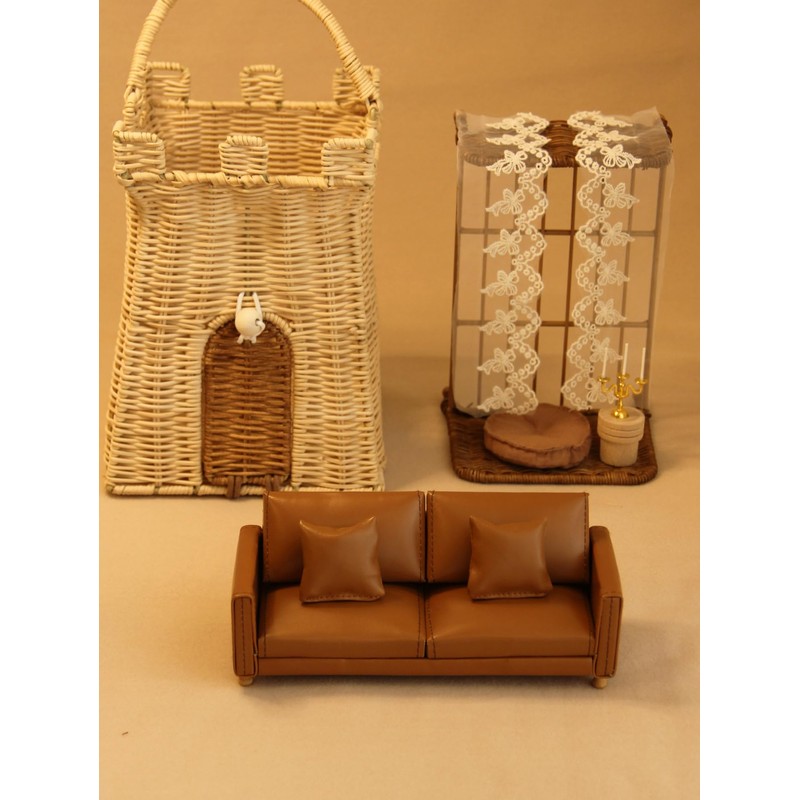Funky Mini House Miniature Dollhouse Leather Couch -1:12 Scale Mini