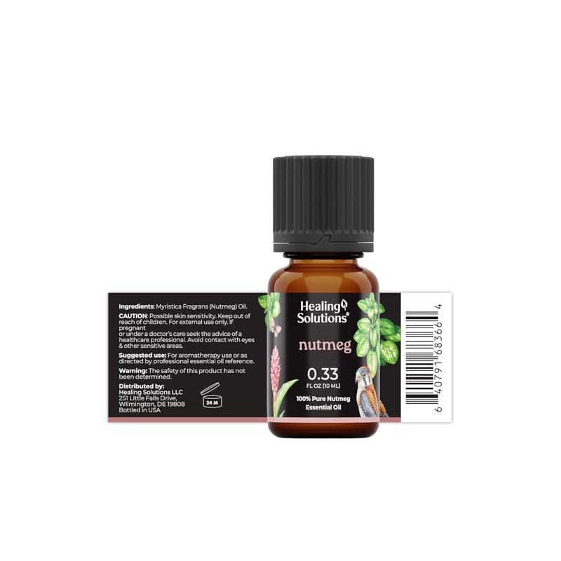 Healing Solutions Nutmeg Essential Oil - 0.33 Fluid Ounces