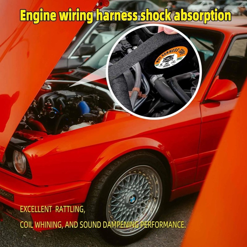 Breliter Wire Harness Tape 2Pack High Temp Wiring Harness Self-Adhesive