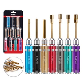 INJORA 7 PCS Colorful Short Handle RC Hex Nut Driver Tool Set, 2.0 2.5 3.0 3.5 4.0 4.5 5.0 BOX Socket Driver Set, RC Car Repair Tools Kit For 1/18 1/24 RC Mini Crawler Car SCX24 TRX4M AX24 Ascent18