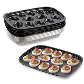 MT Products Clear Deviled Egg Containers Holds 12 Eggs 10.2" x 7.4" x 1" - Durable Egg Platter Tray (Pack of 12) - Made in the USA