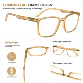 Eyekepper Reading Glasses Large Frame Square Readers Spring Hinges Men Women Champagne +2.50