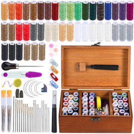 BUTUZE Sewing Kit, Leather Sewing Kit, Upholstery Repair Kit, Leather Sewing Tools with Large-Eye Stitching Needles, Waxed Thread, Leather Stitching Kit for DIY Leather Craft