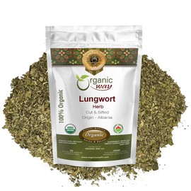 Organic Way Lungwort Dried Leaves Cut & Sifted - Vegan, Kosher & USDA Certified - 8 Oz (227 gm)