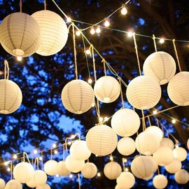 Tmade 12 Pack 8" White Paper Lanterns for Birthday Baby Shower Wedding Party Garden Home Decoration