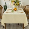 Textured Tablecloth Waterproof Spillproof Lace Trim Rectangle Jacquard Fabric Table