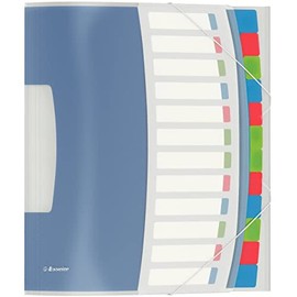 Esselte A4 Divider Book, Translucent, Integrated Index with 12 Compartments, Holds Up to 200 Sheets, Elastic Closure, White, VIVIDA Range, 624030