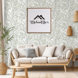 MelunMer Leaf Contact Paper Peel and Stick Wallpaper Green Boho Tree 393in L 17.3in W Self-Adhesive Removable Modern Contact Paper for Cabinets and Drawers Bedroom Wallpaper for Bathroom Waterproof