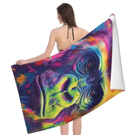 VANZEV Colorful Gorilla Beach Towel Animal Sand-Free Microfiber Bath Towel Ultra Soft Quick Dry Pool Towel Absorbent Towel Lightweight Towel Gifts for Outdoor Bathroom Swimming Decor 31inx51in