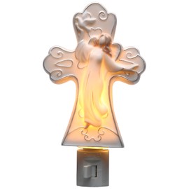 StealStreet SS-CG-96675, 4.5 Inch Ceramic Angel with Dove Plug-in Night Light, White