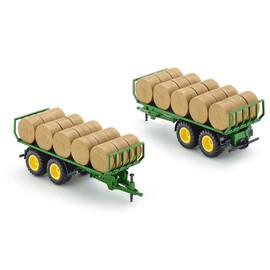 siku 2891, Round Bale Trailer, 1:32, Metal/Plastic, Green, Incl. 15 round bales, Compatible with standard siku rear hitch