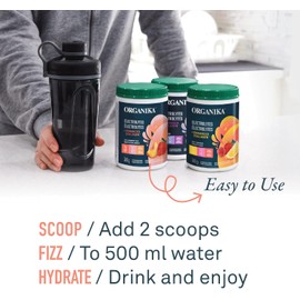 Organika Canadian-Made Electrolytes + Enhanced Collagen - Zesty Lemon Berry Flavour - Sugar-Free Hydration | 5g Protein + 100% of Daily Vitamin C | 360g, 30 Servings