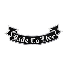 Large Ride to Live Back Patch - 33.6 x 11.7 cm - Embroidered Bottom Rocker Patch for Biker Lower Arch XXL Back Patch Back Patch Motorcycle Jacket Cowl Leather Vest - High Quality Embroidery