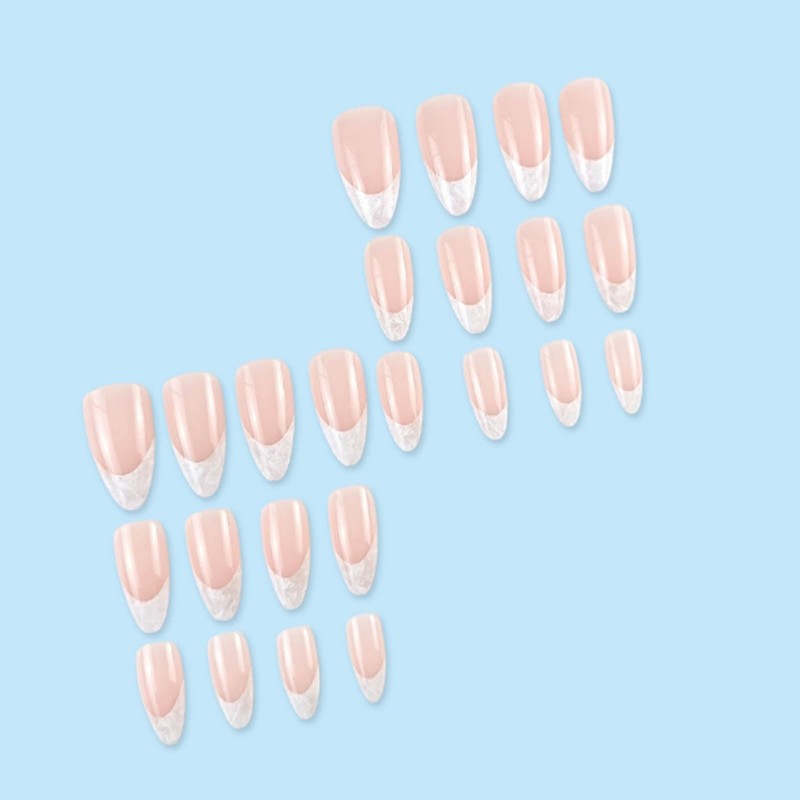 YoYoee 24-Piece Short Almond Press on Nails - Nude Marble