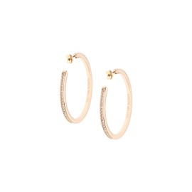 Karen Millen Large Crystal Hoop Earrings For Women (Gold/Clear Crystal)