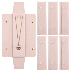 Framendino, 6 Pack Velvet Necklace Case Traval Jewelry Bag Organizer Pouch Holder Box for Women Storage Bridesmaid Wedding Christmas Pink