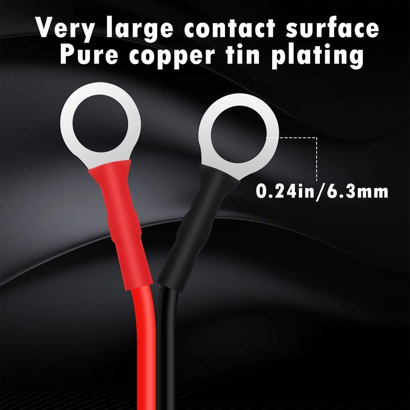 CUZEC 6FT/1.8m 16 AWG Extension Cord Eyelet Terminal with Battery