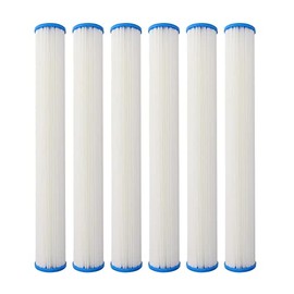 Tier1 20 Micron 20 Inch x 2.5 Inch | 6-Pack Pleated Polyester Whole House Sediment Water Filter Replacement Cartridge | Compatible with Pentek ECP20-20, Watts FM-20-20, SPF-25-2020, Home Water Filter