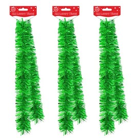 Widdle Gifts 6 Metre Chunky Tinsel Tree Room Christmas Decoration 3 Lengths 2 Metre Tree Decoration (Green 3131)