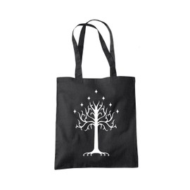 HotScamp White Tree of Gondor - Tote Shopping Bag - Fantasy Story Movie TV Show One size black