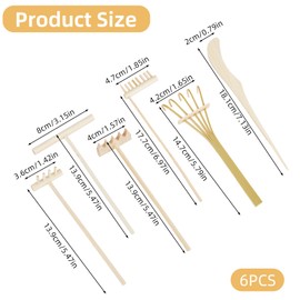 NICENEEDED 6 PCS Mini Zen Sand Garden Rake Tools, Miniature Tabletop DIY Tray Sand Garden Tools, Small Wooden Desktop Meditation Tools for Home Office Table