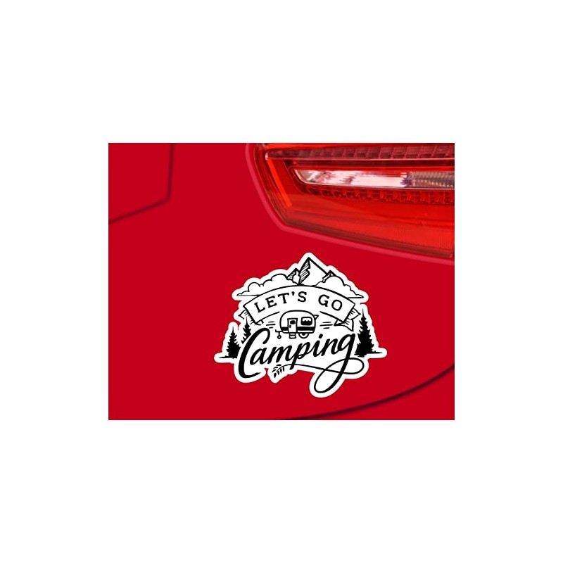 Samunshi® Let's Go camping lettering sticker, car sticker, windscreen sticker,