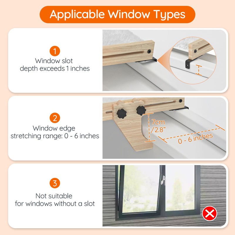 HOOBRO Cat Window Perch, Sturdy Cat Hammock with Wooden Frame,