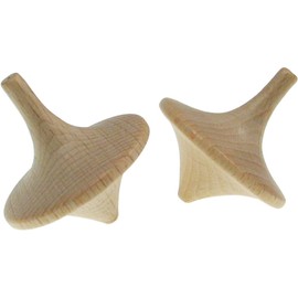 Wooden Spinning Tops, 35 mm, Natural Wood, for Painting and Designing, Pack of 13