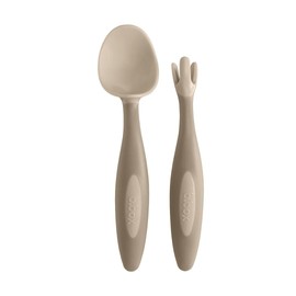 b.box Fork and Spoon for Babies and Babies, Supervised by Pediatric Occupational The, Right and Left Handed, Dishwasher Safe, Genuine b.box Cutlery Set, Latte