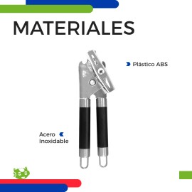Abrelatas Manual Slim Company de Acero Inoxidable Multifunción Destapador Abridor Universal 2 en 1 Color Plateado