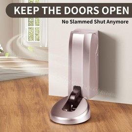 Door Stop Heavy Duty-Hydraulically Quiet WYGWP Windproof Stoppers Hold Mount -Height Adjustable Cushioned No-Drill Easy Installation