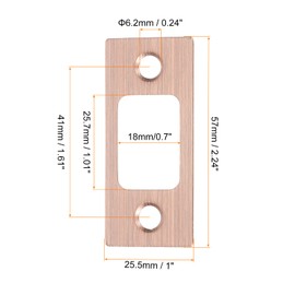 sourcing map 2 Sets Door Strike Plate, 57mm x 25.5mm 201 Stainless Steel Latch Deadbolt Replacement Lock Strike Plate for Door Frame Door Jamb Reinforcement, Copper