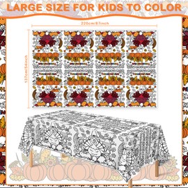 OHOME Thanksgiving Decorations Indoor - Paper Coloring Tablecloth | Thanksgiving Table Decor - Friendsgiving Banner for Door Wall | Thanksgiving Crafts Games for Kids,54" x 88"