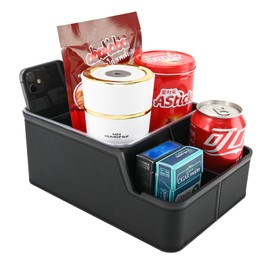keketuohai Car Storage Organizer Between Seats,Car Armrest Storage Box Back Seat Organizer with 3 Storage Compartments Car Interior Storage Box,Cup Holder Tray with Non-slip Mat(Black)