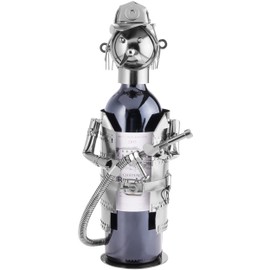BRUBAKER Flaschenhalter Feuerwehrmann Metall Skulptur mit Geschenkkarte