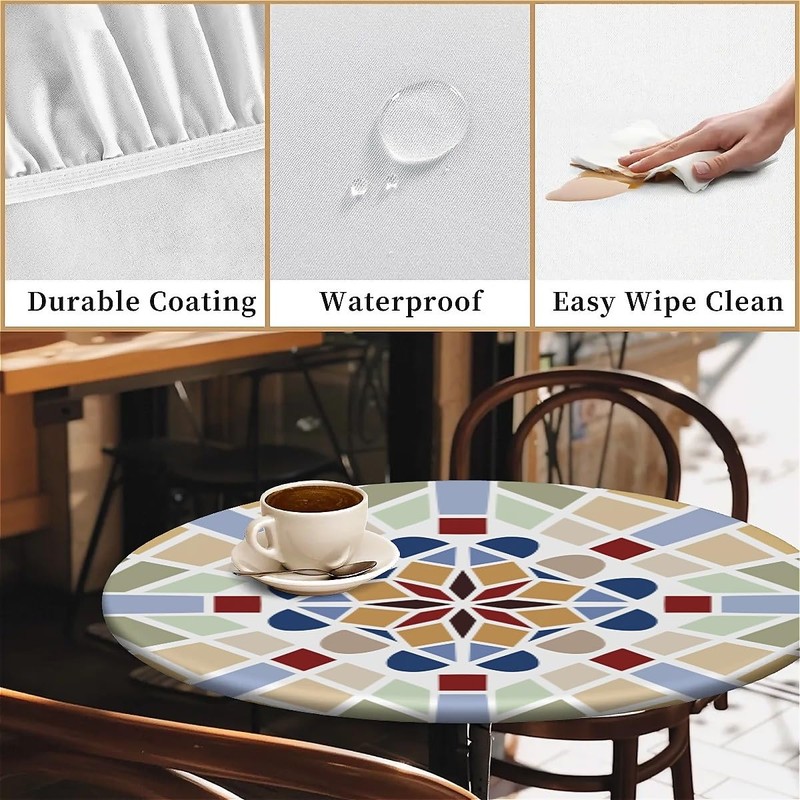 Outdoor round tablecloth with elastic band, diameter 36 inches -