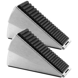 FACAICAI Door Stopper Heavy Duty Stoppers Wedge Tall Door Stop for Bottom of Security Rubber, 3 Inch High Adjustable Spring Loaded Spring, Wedge Stopper Suits Any Heavy Door (2 x Black)