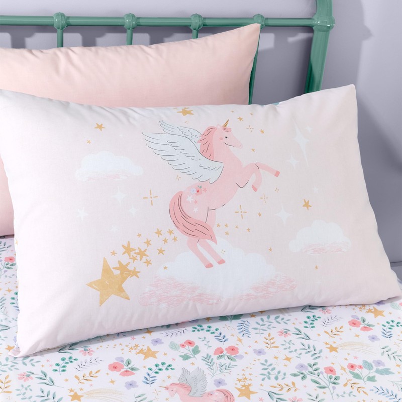 Catherine Lansfield Fairytale Unicorn Single Duvet Cover Set Pink