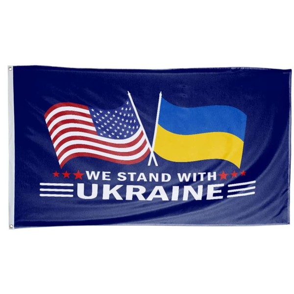 We Stand With Ukraine Flag - UV Fade Resistant Double