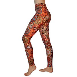 Comfy Yoga Pants - High Waisted Yoga Leggings with Bohemian Print - Extra Soft - Dry Fit (Happiness, S/M 4-10)