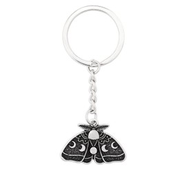 HAQUIL Witchy Moon Cycle Keychain, Retro Skull Moth Key Ring