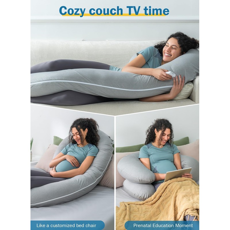 INSEN Cooling Pregnancy Pillow, Maternity Pillow with Soft Tencel Cover,C